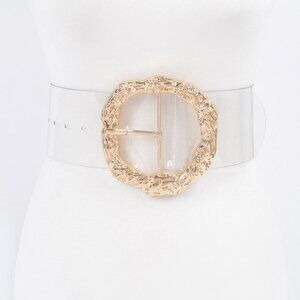 Big Vintage Round Metal Buckle Clear Plussize Belt